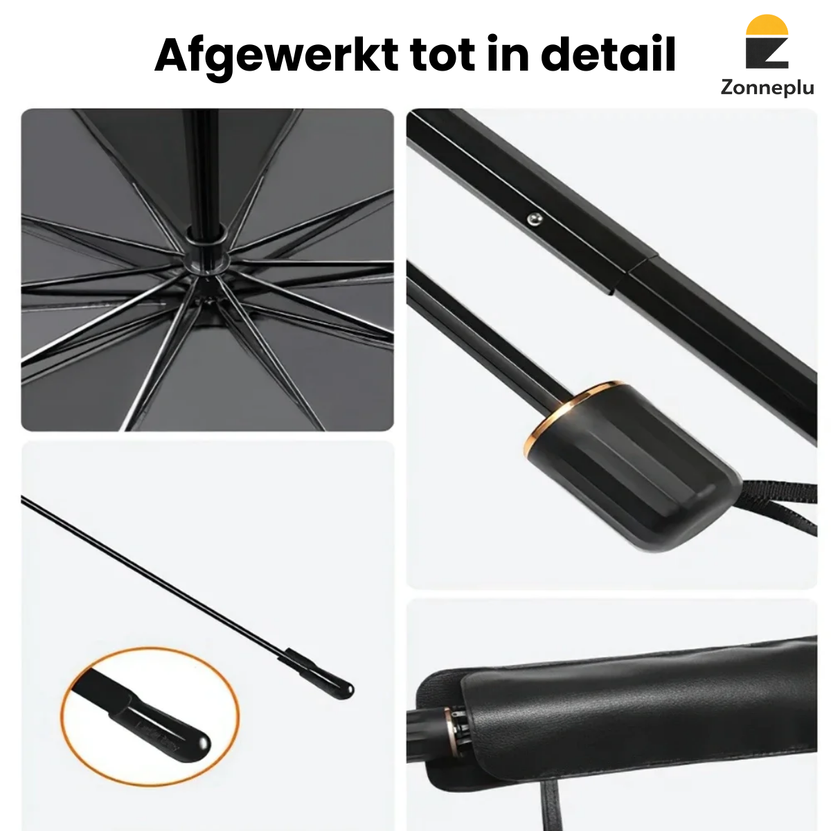 Detailfoto stevige constructie zonnescherm auto paraplu systeem