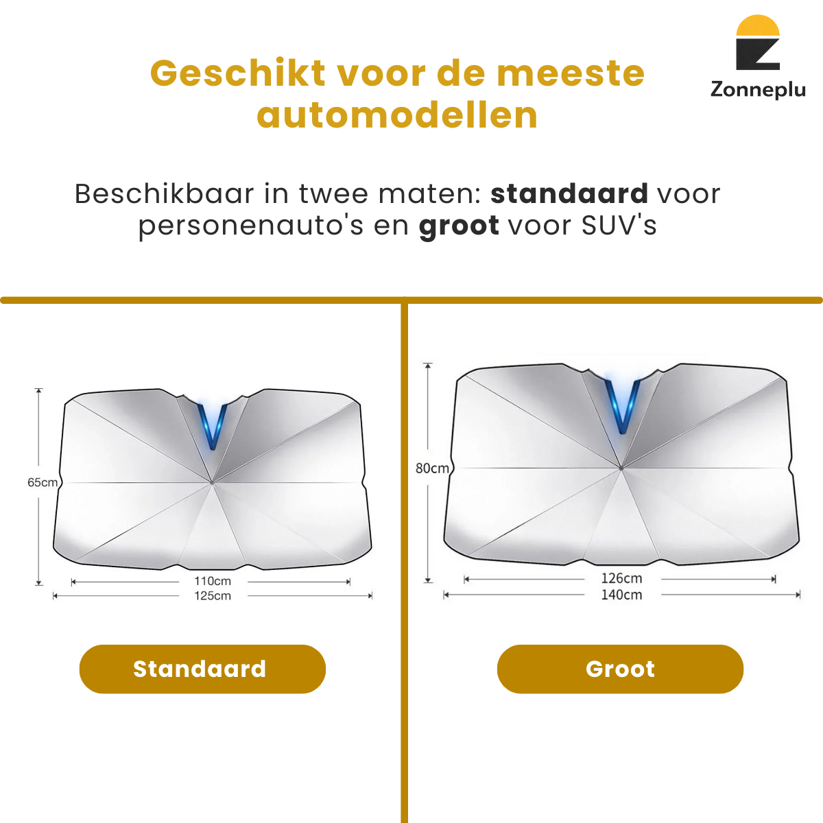 Geschikt voor verschillende automodellen zonnescherm voorruit