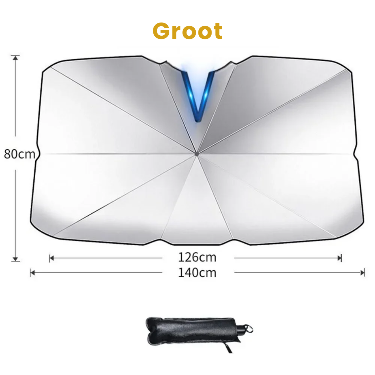 Zonnescherm auto voorruit groot formaat afmetingen